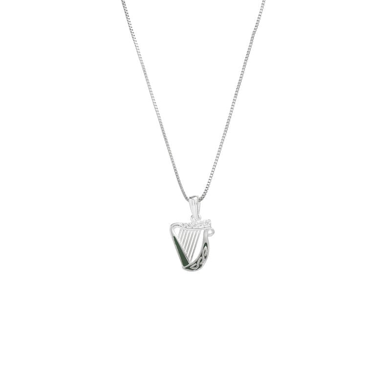 Harp with Stones Pendant Sterling Silver